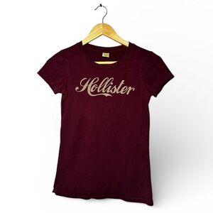 Hollister Crew Neck Tee Burgundy Size S